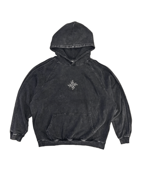 Striped Hoodie [Swastika] Vintage Black