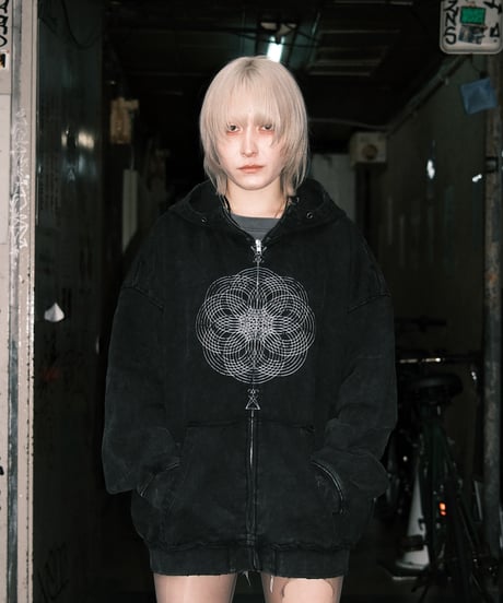 Damaged Wash Zip-up Hoodie