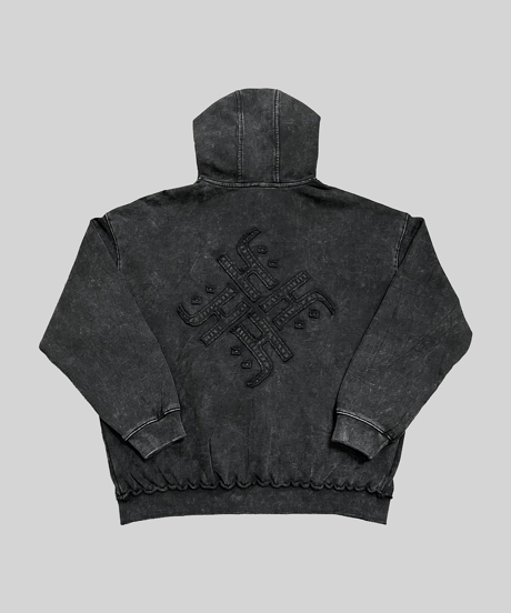 Damaged Wash Zip-up Hoodie