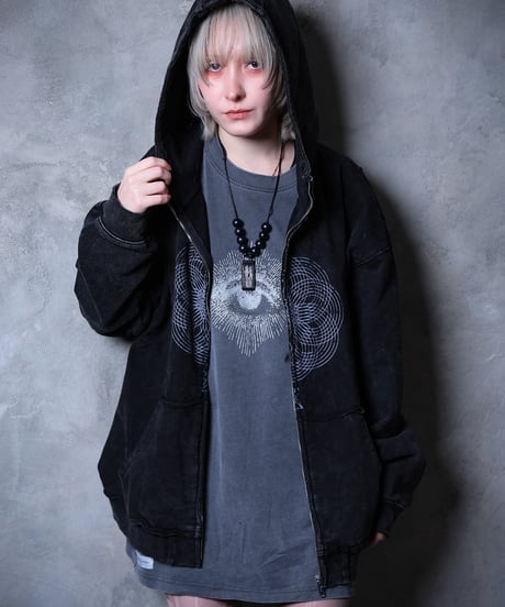 Damaged Wash Zip-up Hoodie