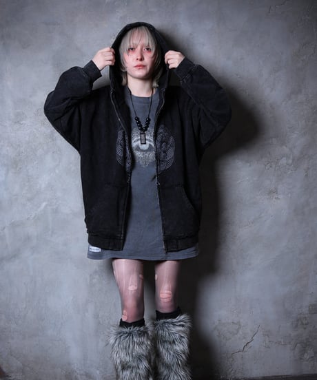 Damaged Wash Zip-up Hoodie