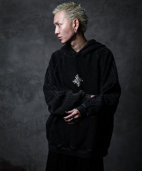Striped Hoodie [Swastika] Vintage Black