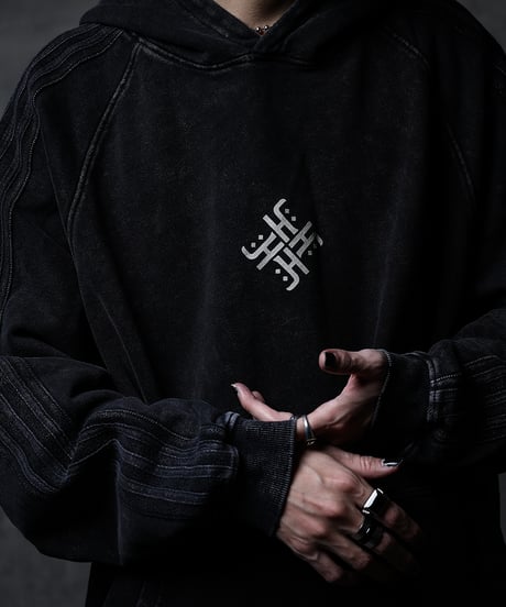 Striped Hoodie [Swastika] Vintage Black