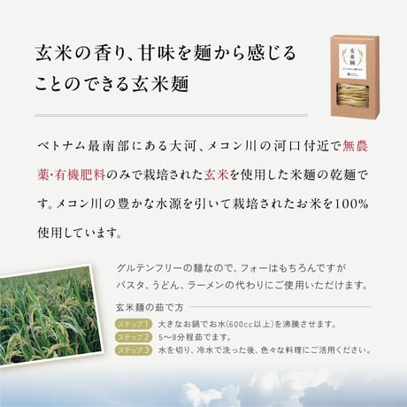 玄米麺 メコン川からの贈り物（乾麺３食）（商品の重さ200g）
