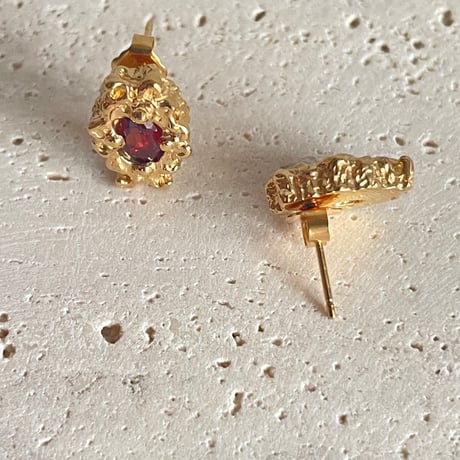 《受注生産》〜風に漂う〜　ガーネット　ピアス　ゴールド (RJ0009G)