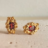 《受注生産》〜風に漂う〜　ガーネット　ピアス　ゴールド (RJ0009G)
