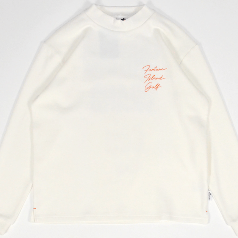 FORTUNE ISLAND GOLF SCRIPT MOCK NECK L/S TEE WH