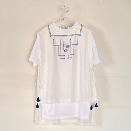 Ajour tablier white x blue / TOWAVASE