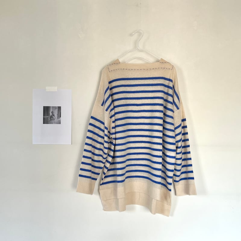 TOWAVASE Basque pullover (ivory x blue)