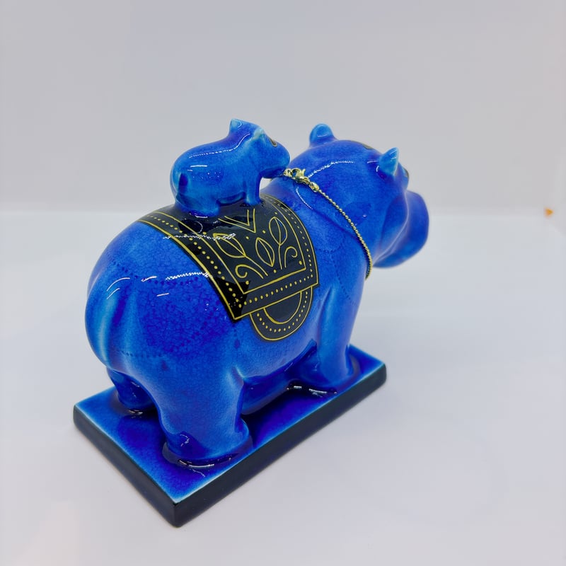 新品　幸兵衛窯 青釉オーナメント タウレト 古代エジプトの神 カバ の置物 九栄神】青釉オーナメント 「タウレト」ー幸兵衛窯 | おしゃれ処布屋