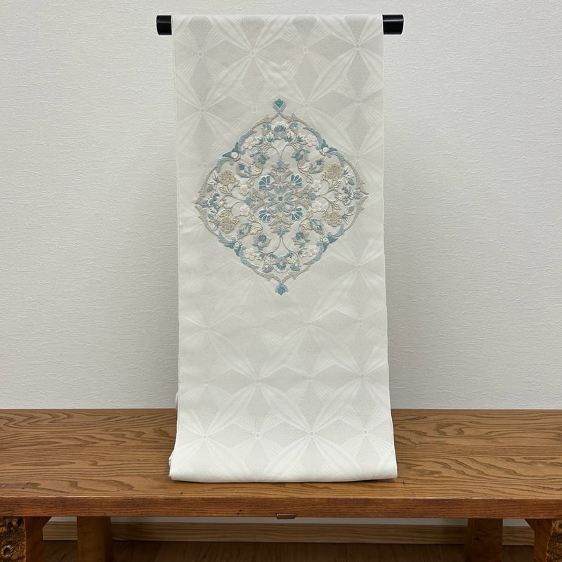 雪花/銀鼠 紋紗九寸名古屋帯ー秦流舎 [お仕立て上り価格] | おしゃれ処布屋
