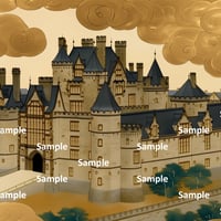 日本画風のヨーロッパの城