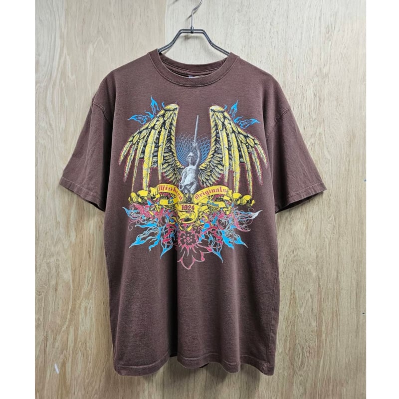 グランジ　Tシャツ　羽　ラメストーン　ワイドネック　英文字　ダークコア Y2K Miskeen Original Venus T-Shirt | ミスキーンオリジナル