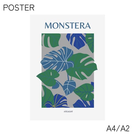 poster BLUE MONSTERA