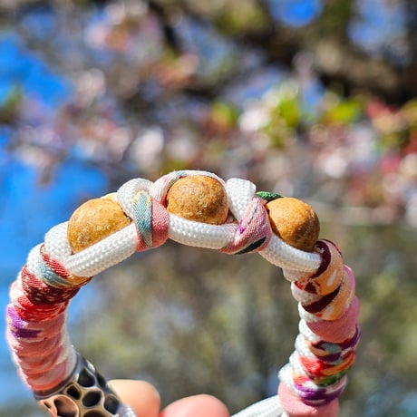 新作♡ピンクトルマリン貔貅の華奢ブレス 夜桜ピンク®とんぼ玉ブレスレット 10mm 染ピンクタイガーアイ