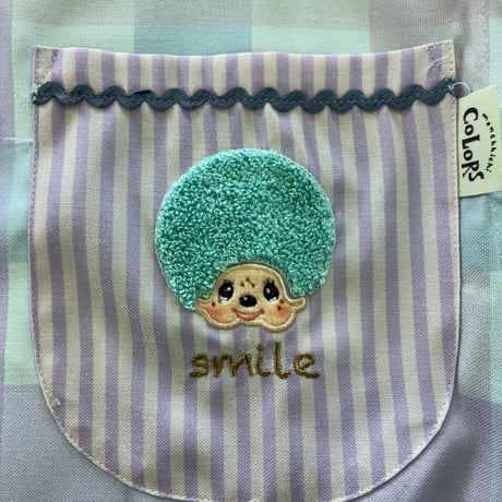 モンチッチカラーズ チェック キャラクターエプロン MA4181【M-L】