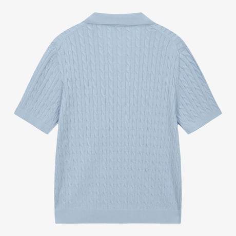 M'S CABLE S/S POLO SWEATER ICE BLUE NT7AS00B