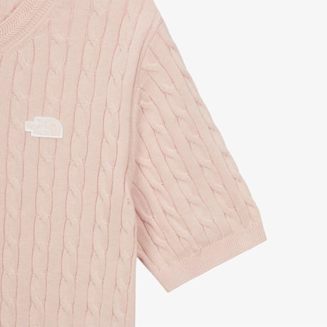 W'S CABLE S/S SWEATER SOFT PINK NT7AS31A