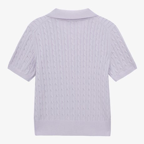 W'S CABLE S/S POLO SWEATER LILAC NT7AS30B