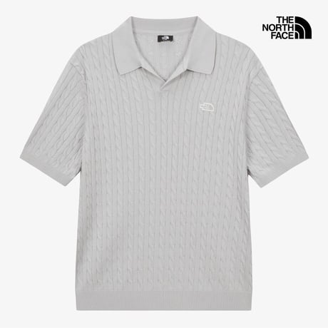 M'S CABLE S/S POLO SWEATER SILVER GRAY NT7AS00A