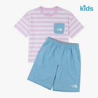 K'S PLAYON STRIPE CREW SET CANDY PINK NT7US12U
