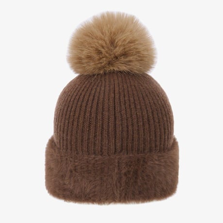 W'S WARM POMPOM CAP CHOCOLATE NE3CS56B