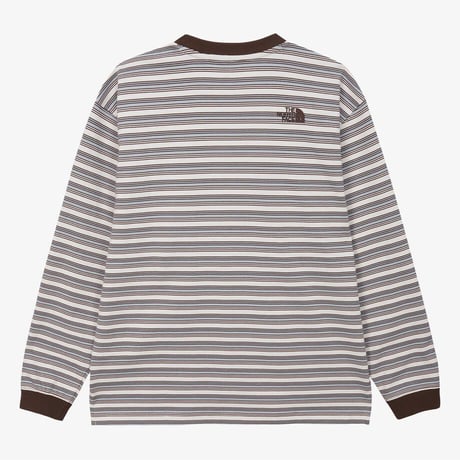 M'S OVERPECK STRIPE L/S R/TEE DARK BROWN NT7TS52B