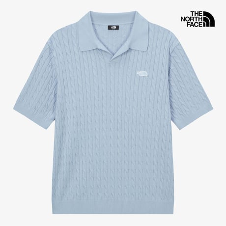 M'S CABLE S/S POLO SWEATER ICE BLUE NT7AS00B