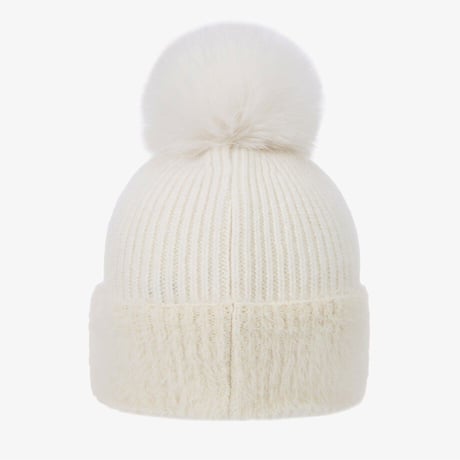 W'S WARM POMPOM CAP IVORY NE3CS56A