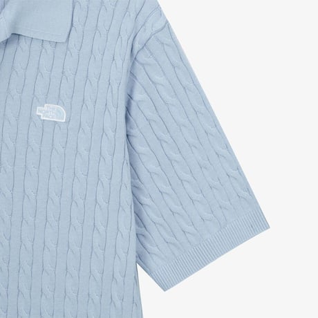 M'S CABLE S/S POLO SWEATER ICE BLUE NT7AS00B