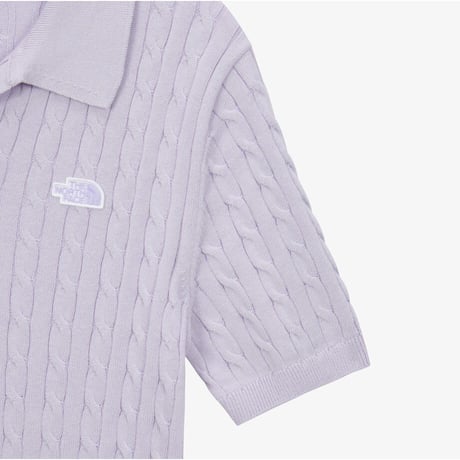 W'S CABLE S/S POLO SWEATER LILAC NT7AS30B