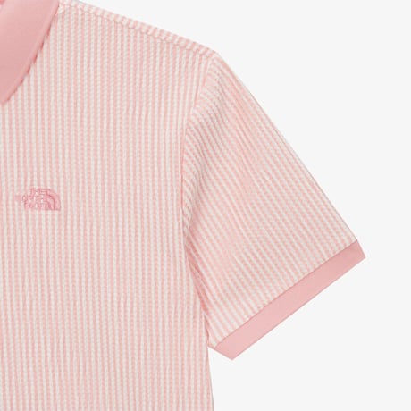 W'S WAFFLE S/S POLO LIGHT PINK NT7PS43D