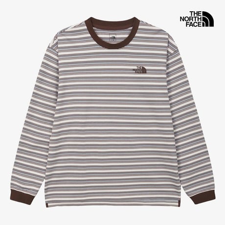 M'S OVERPECK STRIPE L/S R/TEE DARK BROWN NT7TS52B