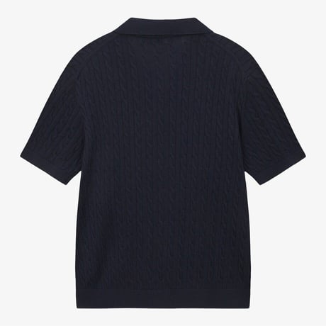 M'S CABLE S/S POLO SWEATER NAVY NT7AS00C