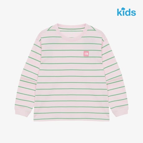 K'S GLEN STRIPE L/S R/TEE PASTEL PINK NT7TR04V