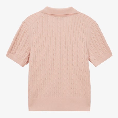 W'S CABLE S/S POLO SWEATER SOFT PINK NT7AS30C
