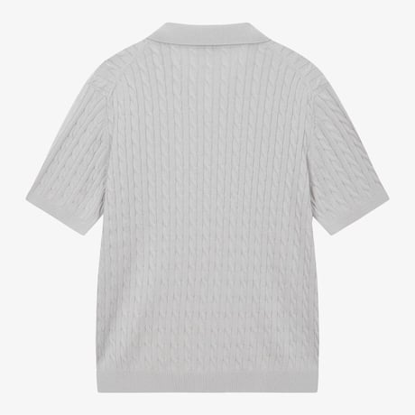 M'S CABLE S/S POLO SWEATER SILVER GRAY NT7AS00A