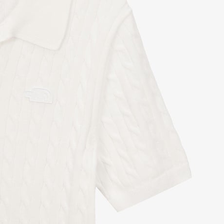 W'S CABLE S/S POLO SWEATER IVORY NT7AS30A