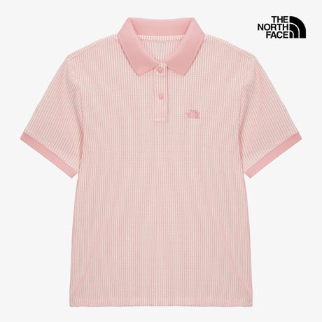 W'S WAFFLE S/S POLO LIGHT PINK NT7PS43D