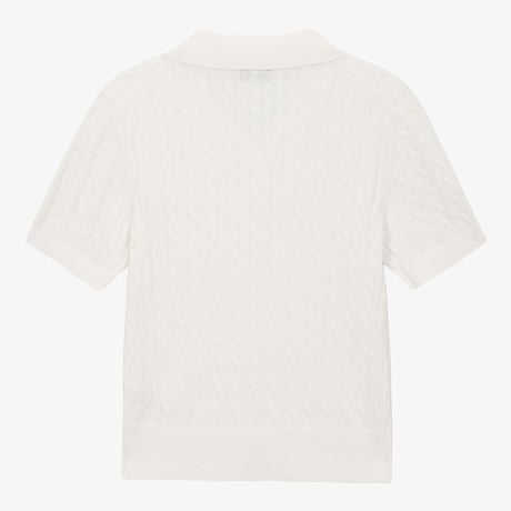W'S CABLE S/S POLO SWEATER IVORY NT7AS30A
