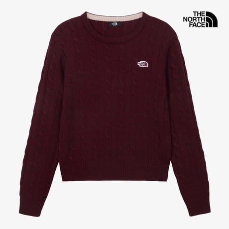 W'S CABLE SWEATER WINE NT7AS82C
