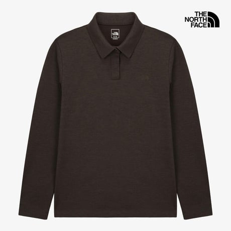 W'S COZY FLEX L/S POLO BLACK COFFEE NT7QS81A