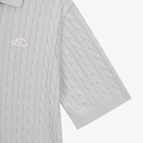 M'S CABLE S/S POLO SWEATER SILVER GRAY NT7AS00A