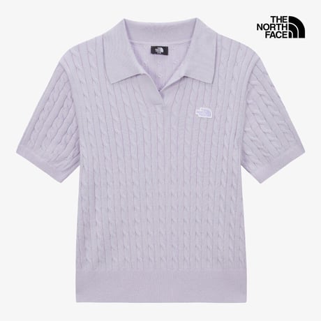 W'S CABLE S/S POLO SWEATER LILAC NT7AS30B