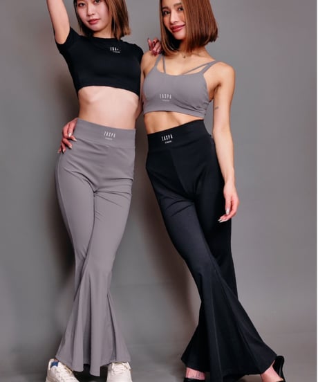 ZASPAstudios ハイストレッチ ハイウエスト フレアーロングレギンス #ブラック