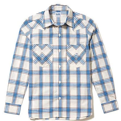【Lee】LADIES WESTERN  CHECK SHIRTS(Blue)/レディースウエスタンチェック長袖シャツ(ブルー)