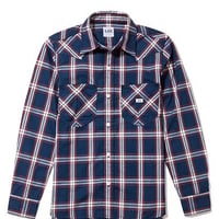 【Lee】LADIES WESTERN CHECK SHIRTS(Navy×White)/レディースウエスタンチェック長袖シャツ(ネイビー×ホワイト)