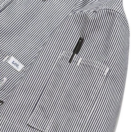 【Lee】MENS WORK SHIRTS(White×Blue)/メンズワーク半袖シャツ(ホワイト×ブルー)