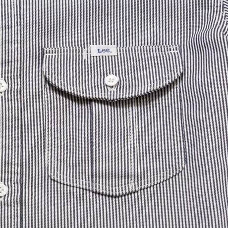 【Lee】MENS WORK SHIRTS(White×Blue)/メンズワーク半袖シャツ(ホワイト×ブルー)