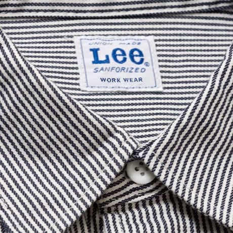 【Lee】MENS WORK SHIRTS(White×Blue)/メンズワーク半袖シャツ(ホワイト×ブルー)